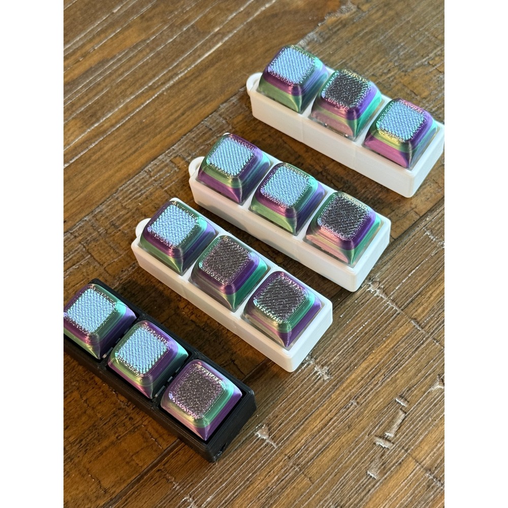 LOT Custom 3D Printed Artisan Keycaps Iridescent Purple Green Macro Pad 3-Key